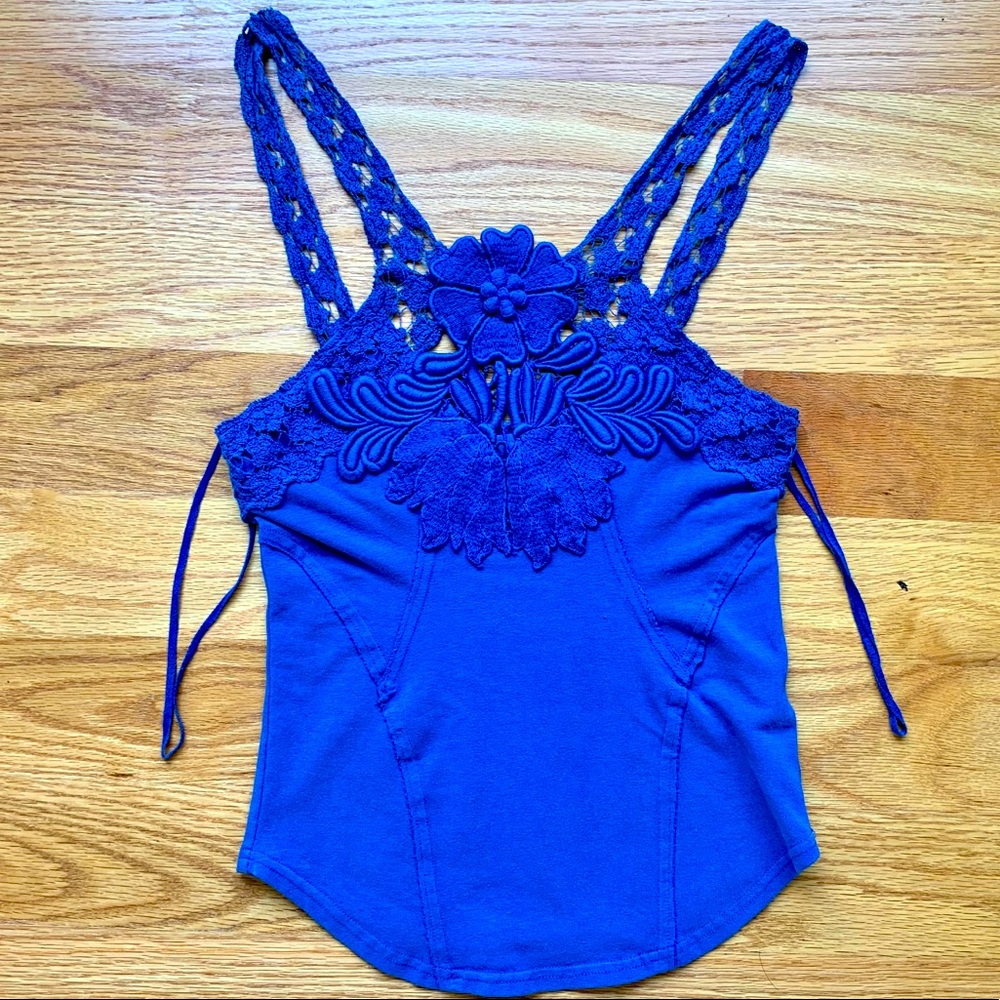 FREE PEOPLE CROCHETED FLOWER TANK